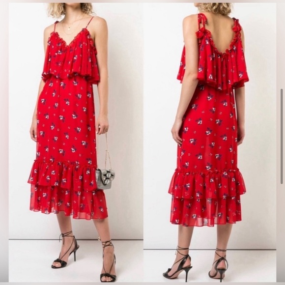 Misa Los Angeles Gracy Midi Dress Floral Chiffon - Picture 4 of 7